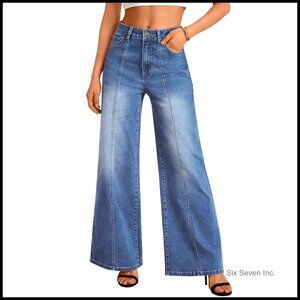 Wide Leg Jeans High Waisted Baggy Pants Soft Cotton Denim Relaxed Fit Y2K